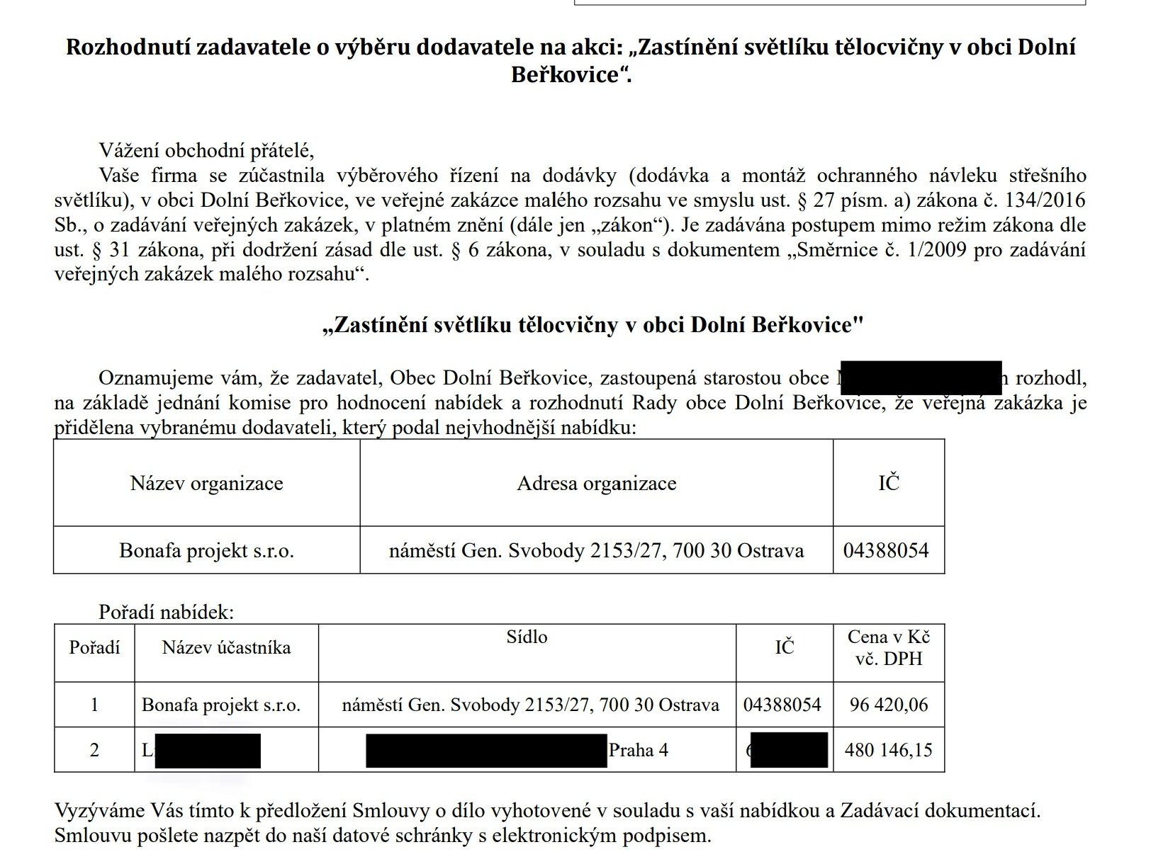 Ukážka nacenenia od Bonafy a konkurencie